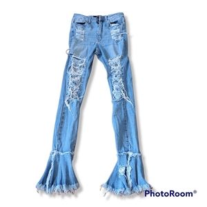 Akira Distressed Flare Jeans